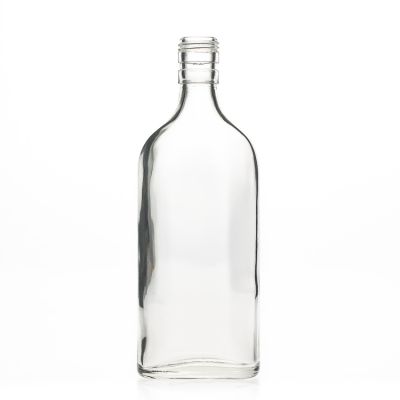 Large Quality Wholesale 450ml 15oz Flat Square Empty Drinking Bottles Glass Spirit Bottle for Whisky