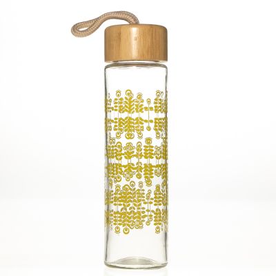 empty voss style water glass bottle wholesale / 600ml voss mineral water bottle with bamboo lid