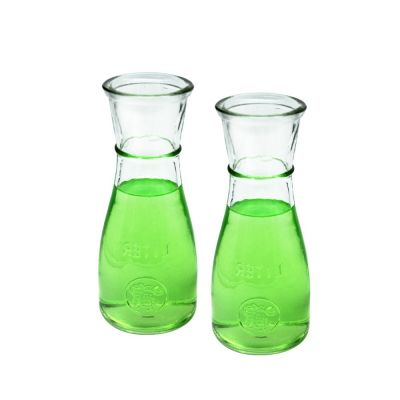 wholesale glass juice bottle wide mouth beverage glass bottle with straw