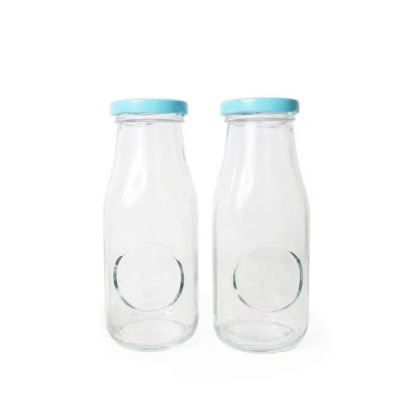 250ml empty glass drinking bottles for beverage juice milk with mental lids