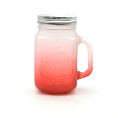 Wholesale mason drinking jar mug 450ml 16oz glass jar with handle and straws