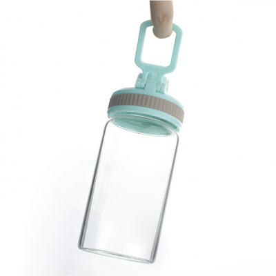 360ml Glass Water Bottles with Plastic Ring Handle