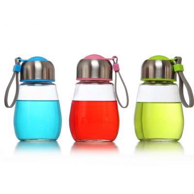 400ML Creative Penguin shaped Flower Tea children Glass Water Bottle With Pouch