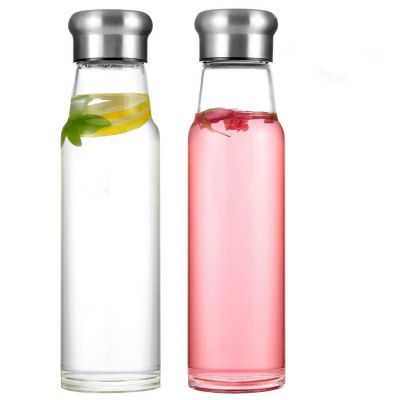 Straight and Clear High Borosilicate Glass Water Bottle with Colorful Sleeve