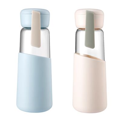 400ml Borosilicate Reusable Water Glass Bottle With Silicone Sleeve