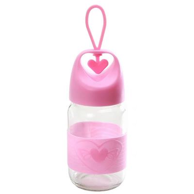 Eco friendly promotional gift portable glass water bottle with cap