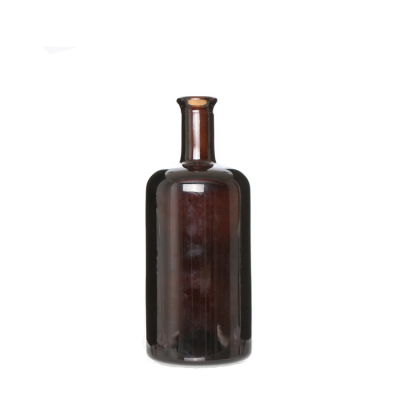 750 ml Primary Color Amber Color Round Juniper Liquor Vodka Glass Bottles with Cork 