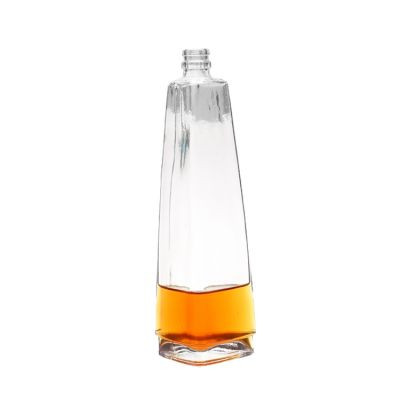 China bottle factory unique triangle shape empty 750ml wine bottles glass with cap