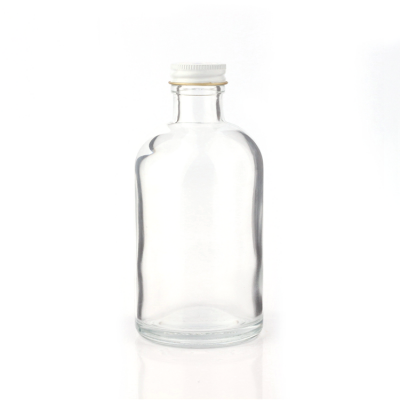High quality 250ml clear small round shape empty customizable screw cap vodka glass bottle