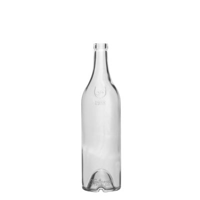 Custom Clear Empty Concave Bottom Brandy Rum Wine Whisky Vodka Glass Bottle 750 ml with Cork