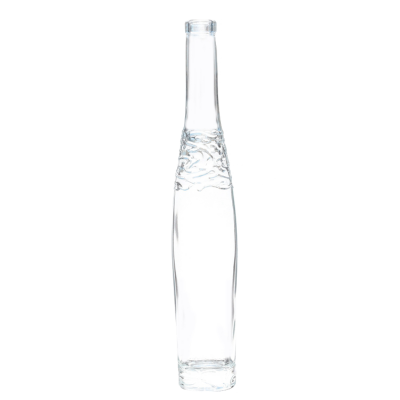 Wholesale 375ml carving clear empty cork vodka liquor botellas cool fruit wine glass bottle