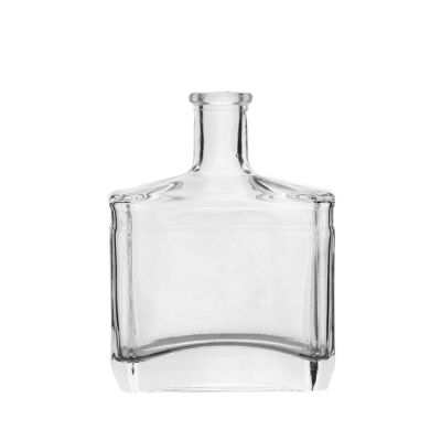 Wholesale custom 100ml mini flat square flask wine spirit liquor glass bottle with stopper
