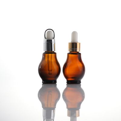 Custom Logo Fancy Amber Glass 1/4 Dram Essential Oil Bottle With Dropper
