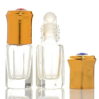 Custom Logo Gold 3ml Essential Oil Diffuser Sample Roll On Bottle Glass