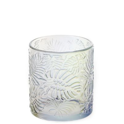 Engraving Leaf Printed 210ml Glass Candle Holder / Empty 7oz Glass Jars for Candle Making