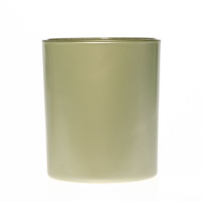 Factory Price Wholesale Green Gold Candle Jar 200ml 7oz Cylinder Round Glass Candle Cup Holder