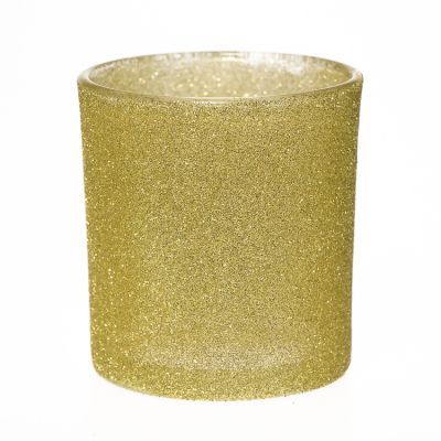 Manufacturer Wholesale Fancy Shiny Gold Art Glass Candle Jar 6 oz Christmas Glass Candle Holder