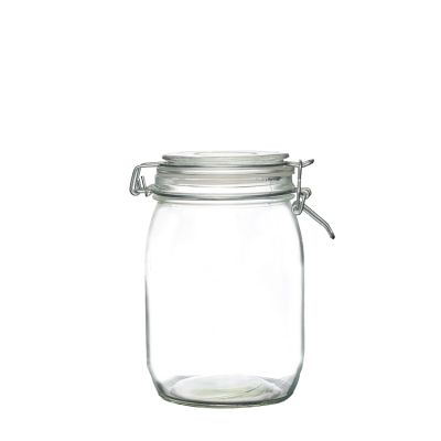 1000 ml Airtight Food Storage with Rubber Rings Glass Jar Clip Top