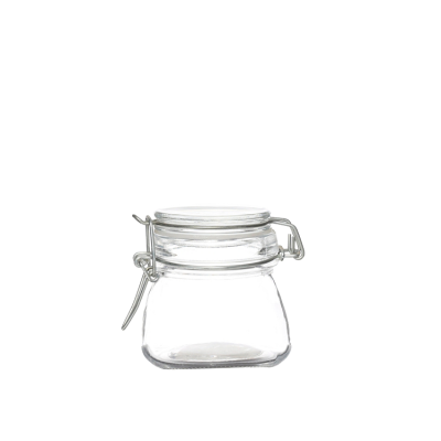 Clear Empty Round Bottom 200 ml Glass Bottle Storage Flip Top Jar for Food