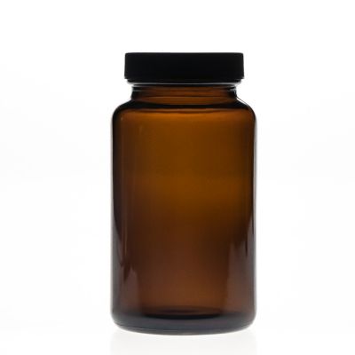Custom Logo Design 300cc Empty Pharmaceutical Grade Container 10oz Round Amber Glass Empty Pill Bottle