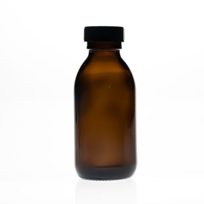 Pharmaceutical Grade 125ml 4oz Round Amber Medicine Use Wide Mouth Glass Maple Syrup Bottle with lid