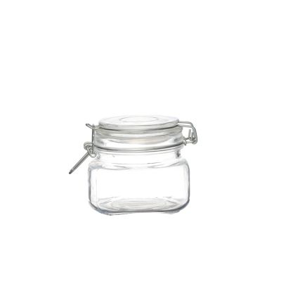 Square Bottom 500 ml 16oz Storage Bottle Flip Top Glass Jar Containers