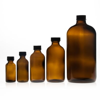 amber glass boston pharmaceutical bottle