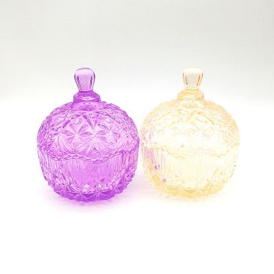 Diamond Glass Candy Jar with Glass lid for Scented Candle Holder