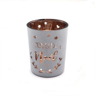 Electroplated frosted tealight glass candle holder for christmas decoration