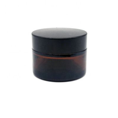 wholesale empty 50ml amber glass candle jar with black lid