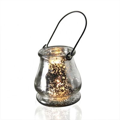 Bell Shape Electroplated Silver Mercury glass Hanging Votive Candle Holders