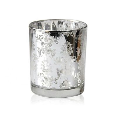Custom Electroplated silver glass votive cylinder candle holder for Weddings
