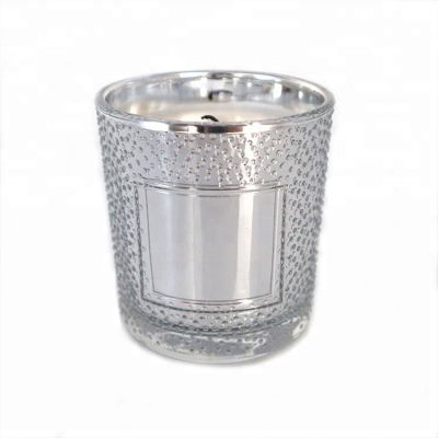 High quality scented candle in silver glass jar