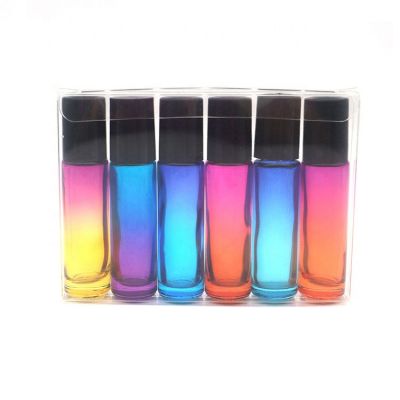 Roll on Bottles 10ml Gradient Color Glass Empty Bottles with Stainless Steel Roller Ball for essential oils