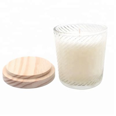 Wholesale 200ml decorative glass candle holder with wood lids