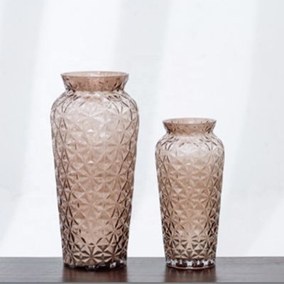 Best Selling Chinoiserie Antique Luxury Premium Mirror Geometric Hand Blown Clear Flower Glass Vase 