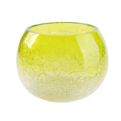 Wholesale Colored Glass Candle Holder Round Cracked Glass Candle Holder Tealight Candle Holder
