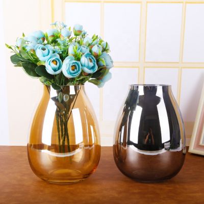 New Design Mercury Hydroponic UV Flower Pot Colorful Electroplating Hand Made Muth Blown Glass Vase