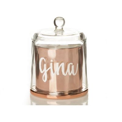 Hot Personalised Rose Gold Glass Candle Jar Domed Glass Candle Cloche Jar
