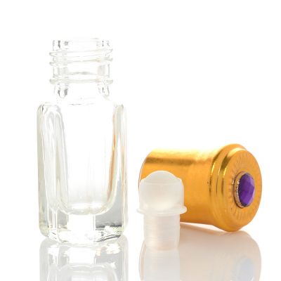 5ml Mini Empty Golden Cap Cosmetic Packaging Pocket Perfume Roll On Glass Bottles