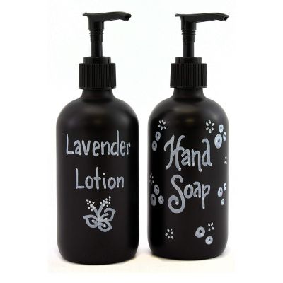 8oz 250ml Frosted Black Glass Bottle with Hand Soap Liquid Lotion Pump