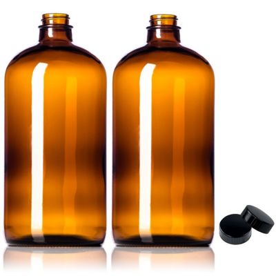 1 Liter Amber Glass Boston Bottle with 28 400 Screw Cap for Kombucha 