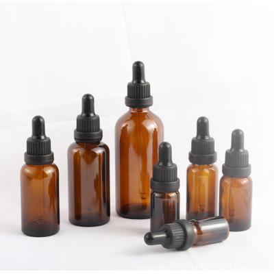 Amber Glass Dropper Bottle for Essential Oil Storage with Black Tamer Evident Dropper