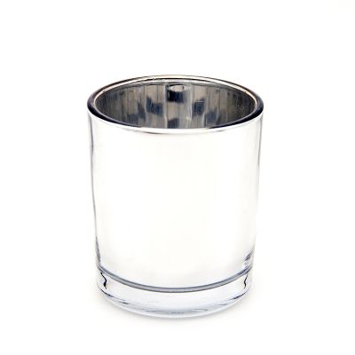 Small Round Glass Candle Holder with Electroplate for Home Decor