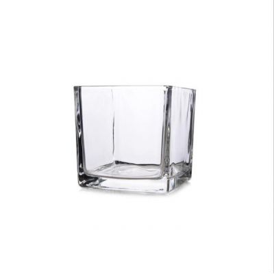 China Supplier Clear Square Glass Candle Holder with Wooden Lid for Wholesale