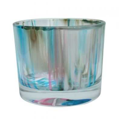 3 wick multi-color glass candle jars large candle holders thick glass candle containers