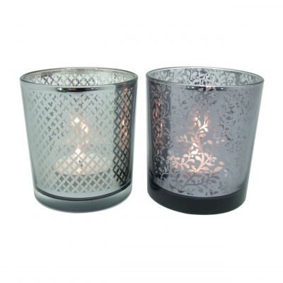 5.5oz glass candle jar electroplated tea light and votive candle holders