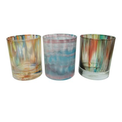7.5oz high fashion multi-colored cylinder glass candle holders color coated glass jars for candles