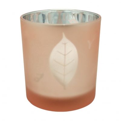 home decor orange leaves pattern frosted laser cut tealight glass candle holder 