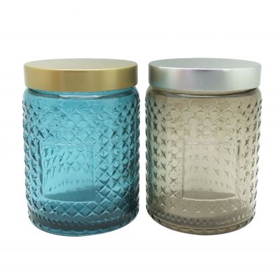 glass jar storage 17oz unique candle jars with lids round glass candle holder 18oz